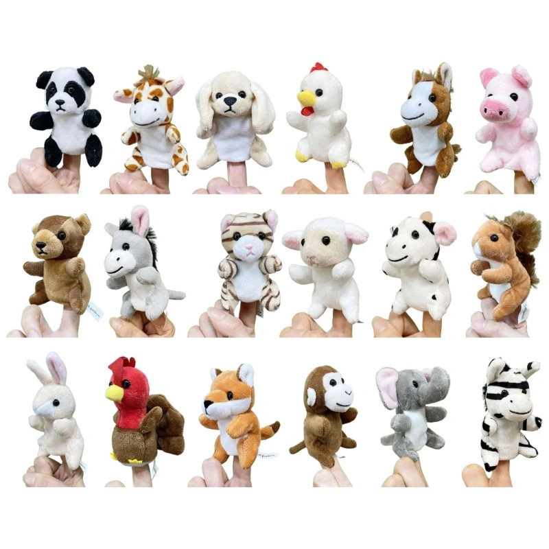 Marionnette à doigt d'animal dessin animé, joli jouet en peluche, jouet interactif liaison familiale, 15UB