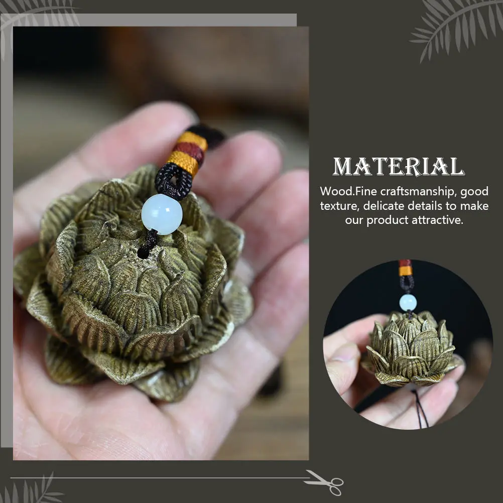 

Lotus Hanging Decor Wooden Car Pendant Lovely Lotus Design Keychain Phone Pendant DIY Bag Charm Birthday Gift Accessory