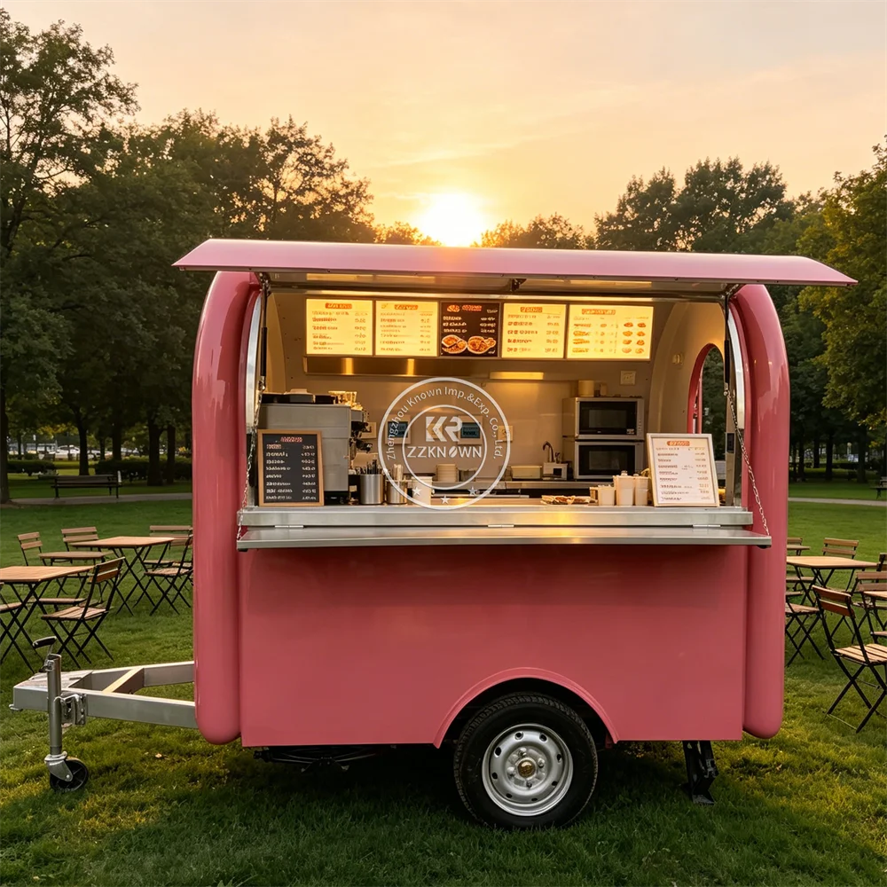 

Mobile Kitchen Coffee Van Street Catering Fast Food Truck Concession Dessert Food Trailer With Fully Installed Kitchen
