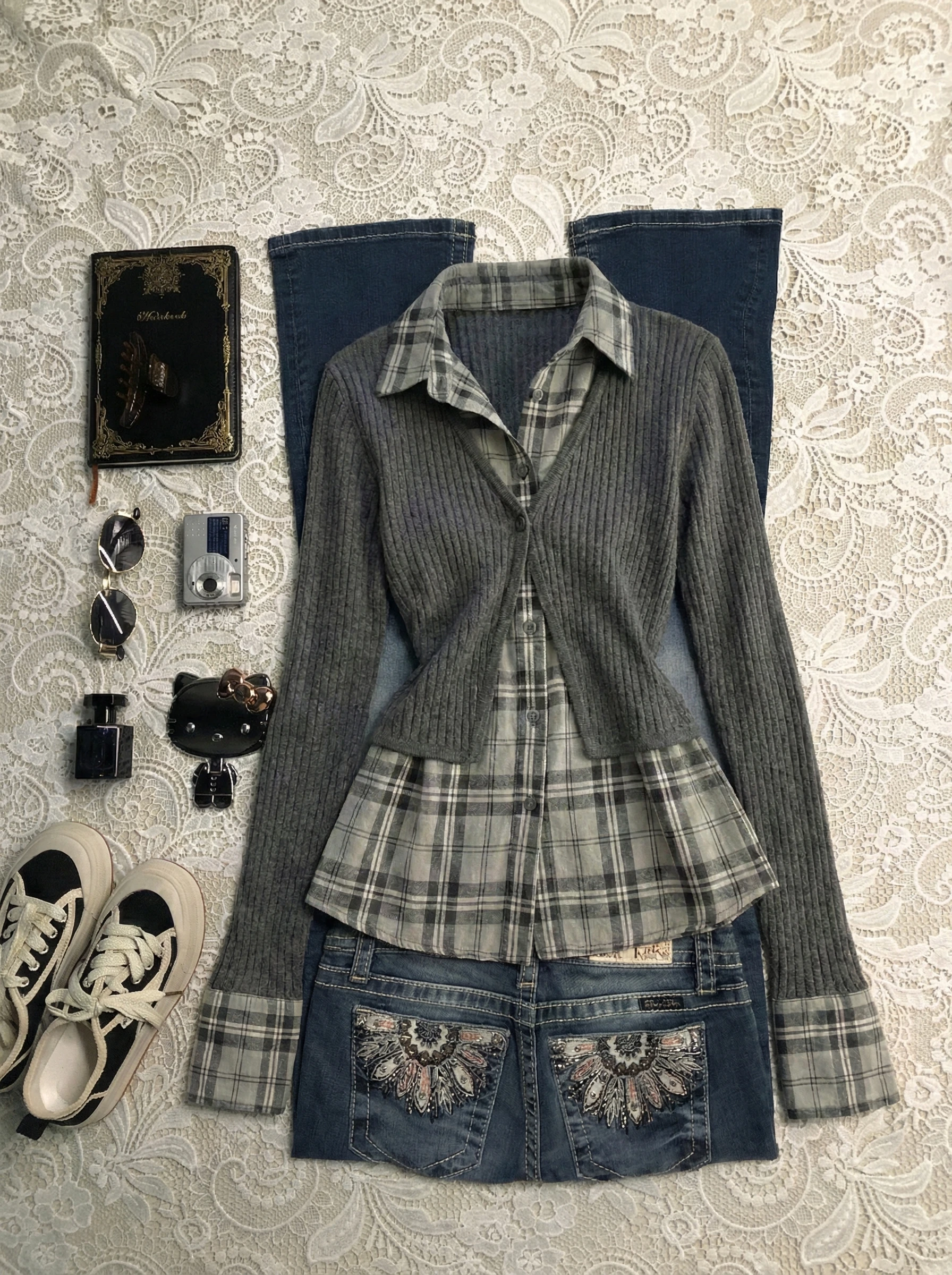 

Женский вязаный кардиган BaoYao Girl Original в клетку с пэчворком, весенне-осенний дизайн, хлопок, длинный рукав, на пуговицах