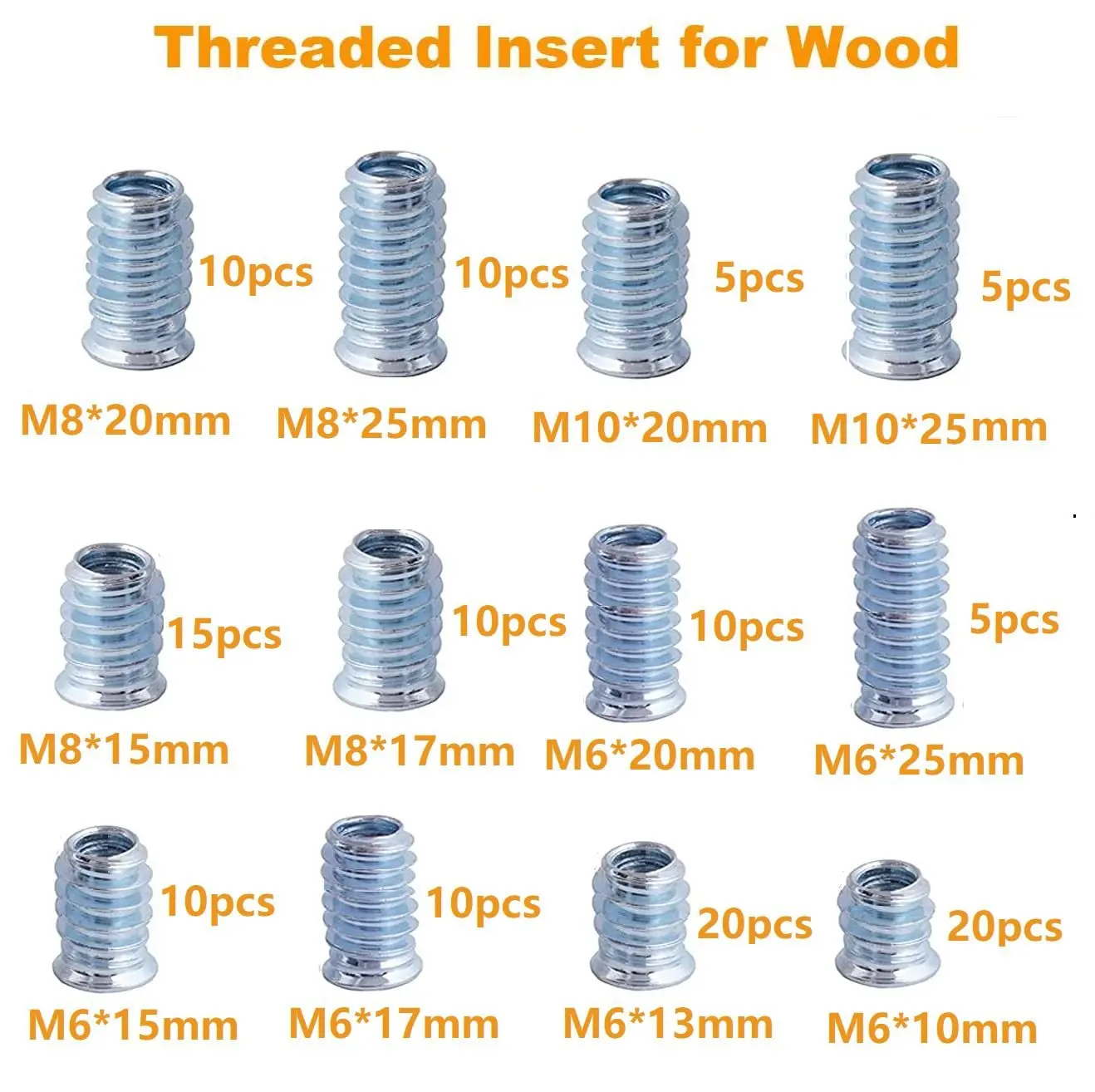 130PCS Countersunk Hex Insert Cone Nuts Assortment Kit, Blue White Zinc Furniture Internal External Thread Nuts