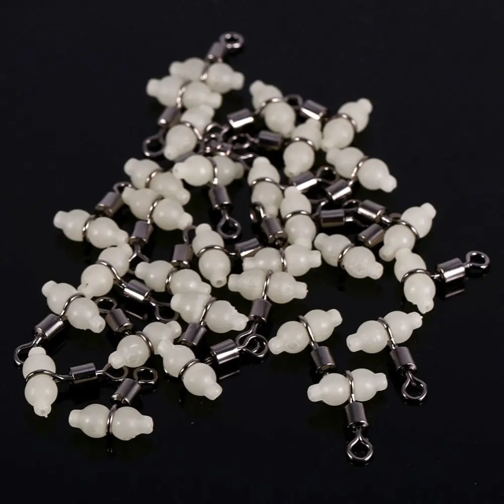 

100PCS Portable 3-Way Fishing Swivels with Luminous Beads Glow Fishing Rolling T Cross Swivels Connector Boat Fishing