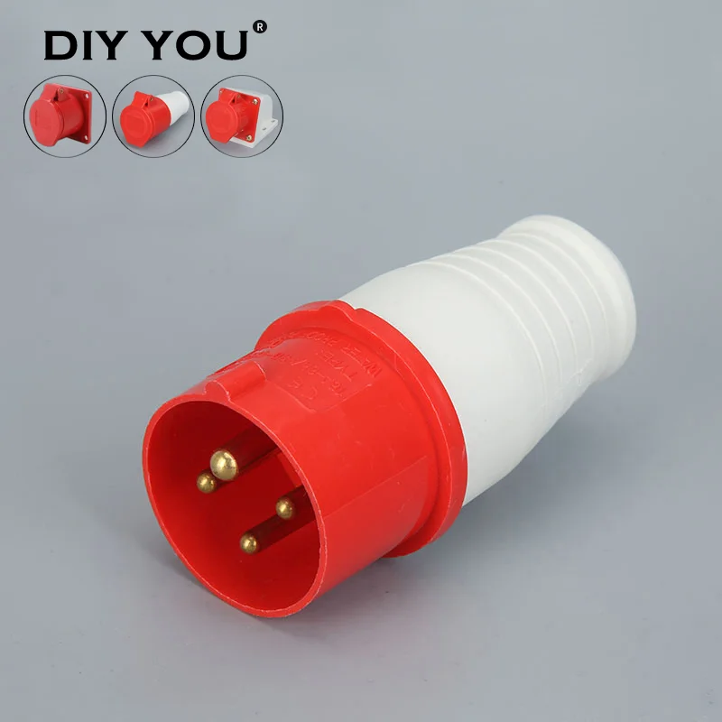 16A IP44 4 Pin 014 3P+E Industrial Socket/Plug AC 380~415V Waterproof Male Famale Cable Connector Electrical Power Plug & Socket