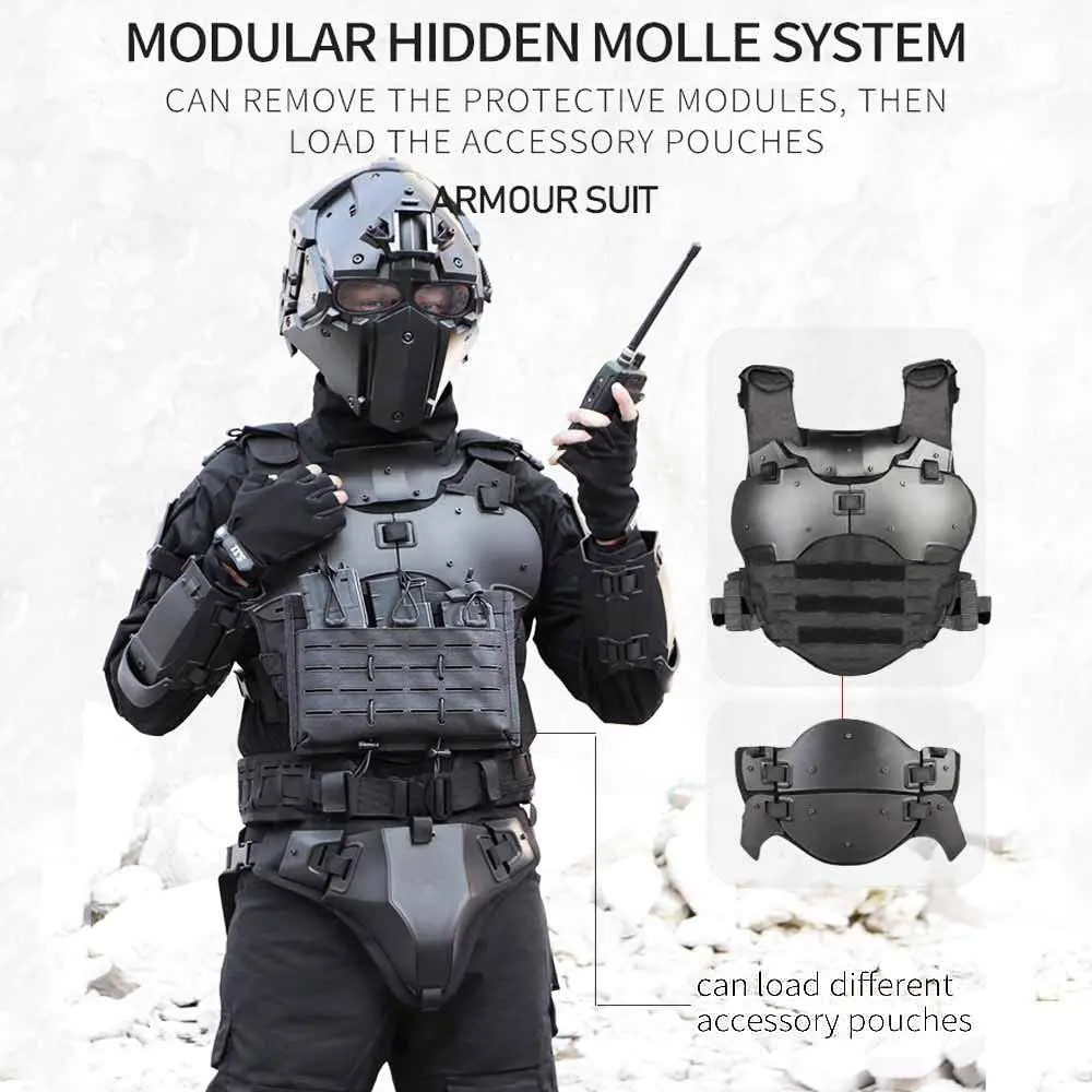 Outdoor tactical Multi-function Tactical Armor Set Adjustable Tactical Molle Chest Protector Set Paintball Combat Gear Costumes