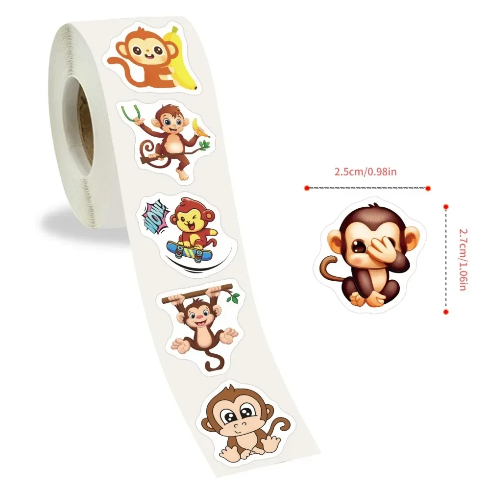 500pcs Shy Banana Monkey Animal Graffiti Creative Sticker Desk Guitar Refrigerator Reward Wall Product Sealing Label Stickers