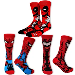 3 Pairs of Men's Superhero Patterned Crew Socks Comfortable Soft Breathable Spring and Autumn Outdoor Sports Pressure Socks