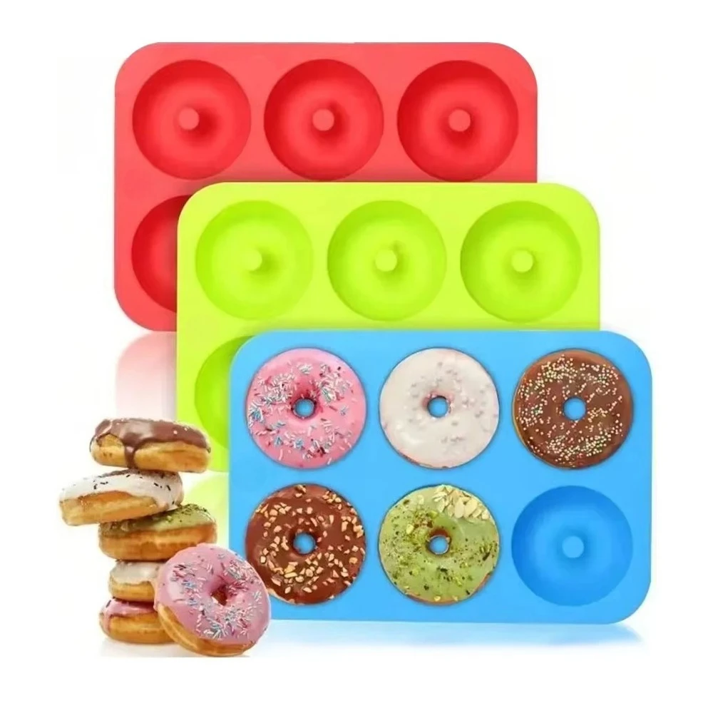 

6 Holes Silicone Donut Molds Non-stick Silicone Donut Baking Pan Set, Easy To Unmold Heat Resistant and Dishwasher Safe.