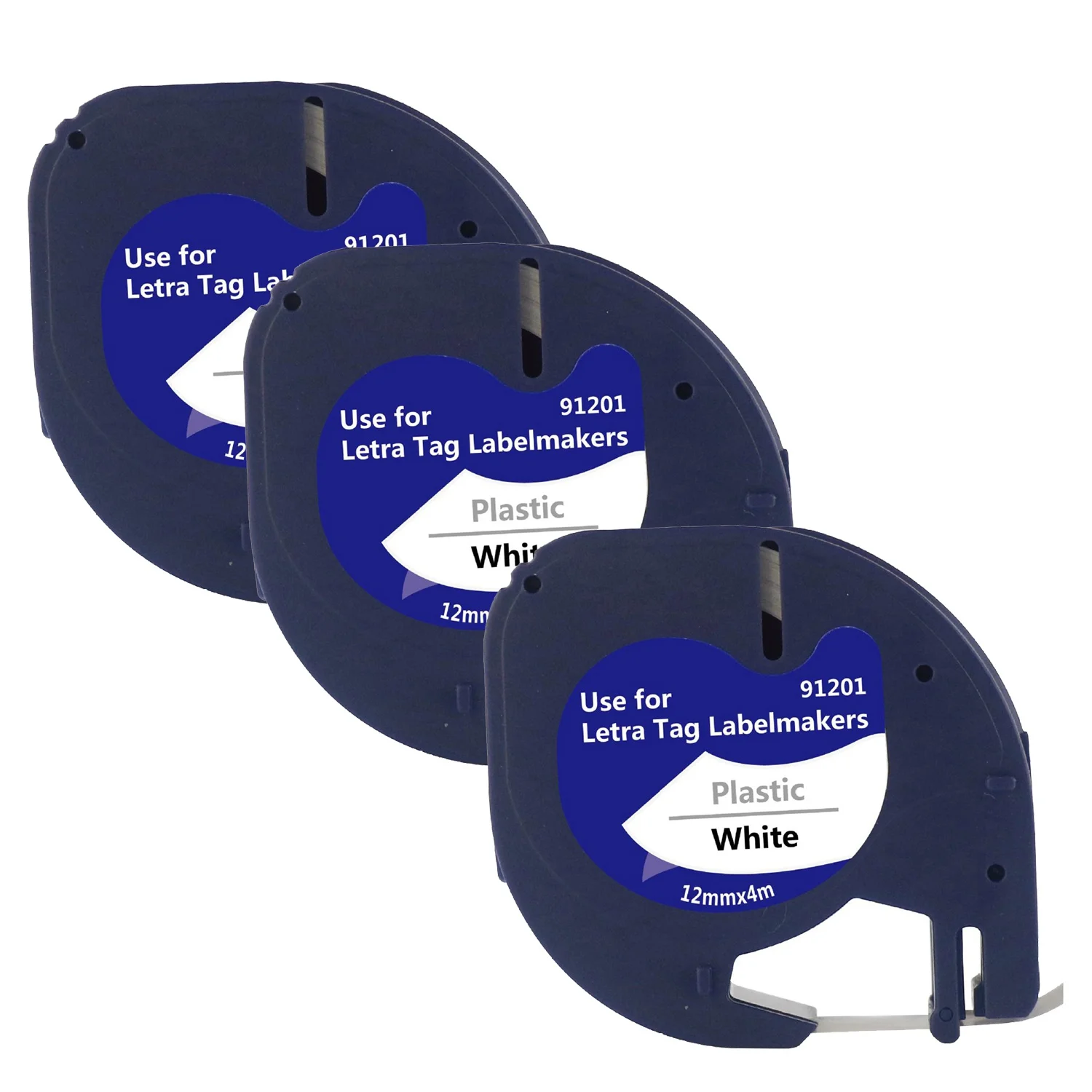 3Pcs Compatible Label Tape Replacement for Dymo Letratag Black on White Plastic Label Tape for LetraTag Label Maker