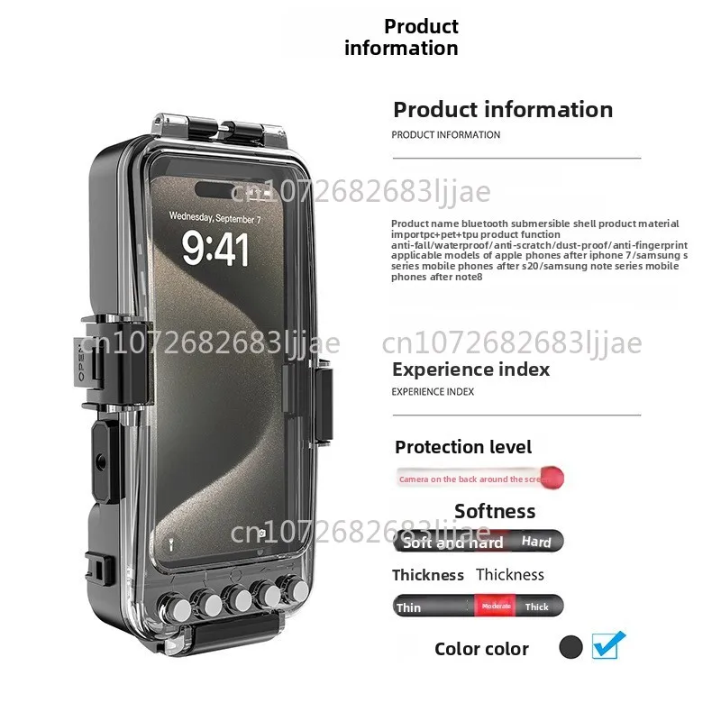 for A Variety of Mobile Phones 30 Meters Bluetooth Diving Shell, Waterproof Universal Mobile Phone for Deep Water Shooting