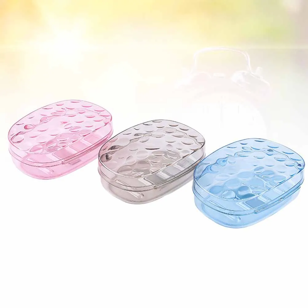 

3Pcs Soap Box Transparent with Cover Shower Soap Storage Soap Dish Soap Basket Soap Holder for Family Use（Red ）