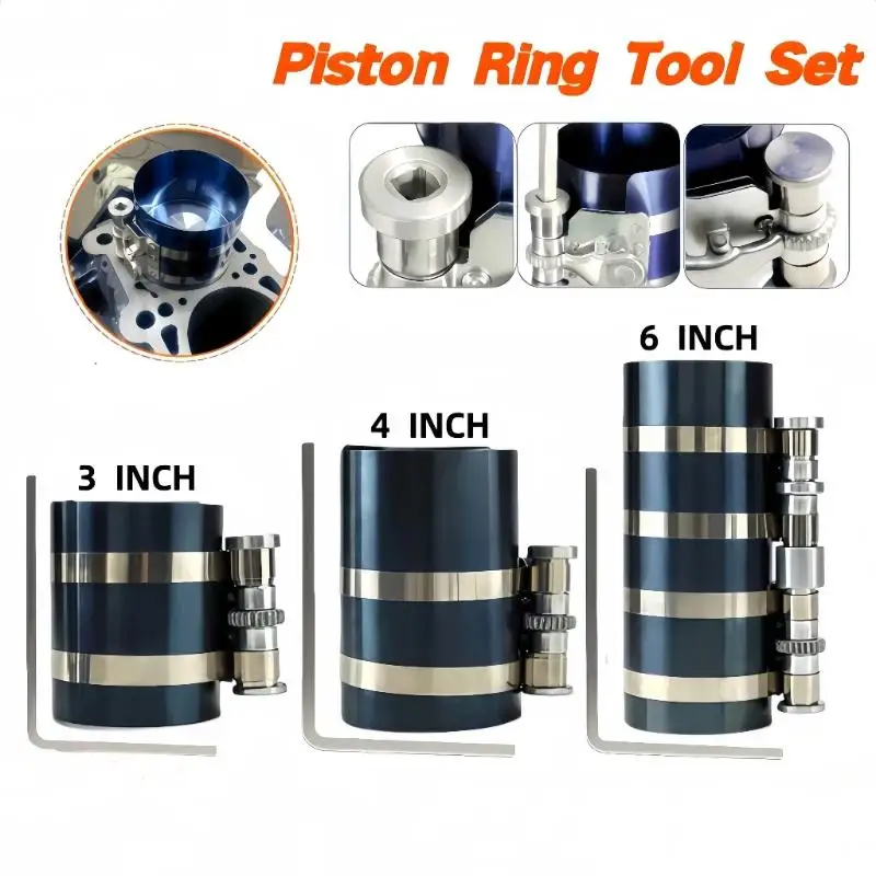 Adjustable Piston Ring Compressor 3/4/6 Inch Easy Use High Performance Car Engine Repair Tool Set for Garage