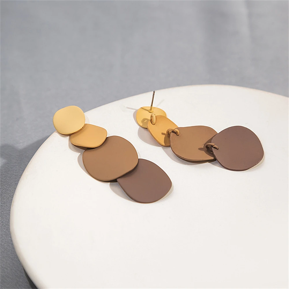 Korean Round Acrylic Earrings Women Fashion Cute Geometric Dangle Earring Colorful Macaron Tassel Earrings Jewellery Accessories
