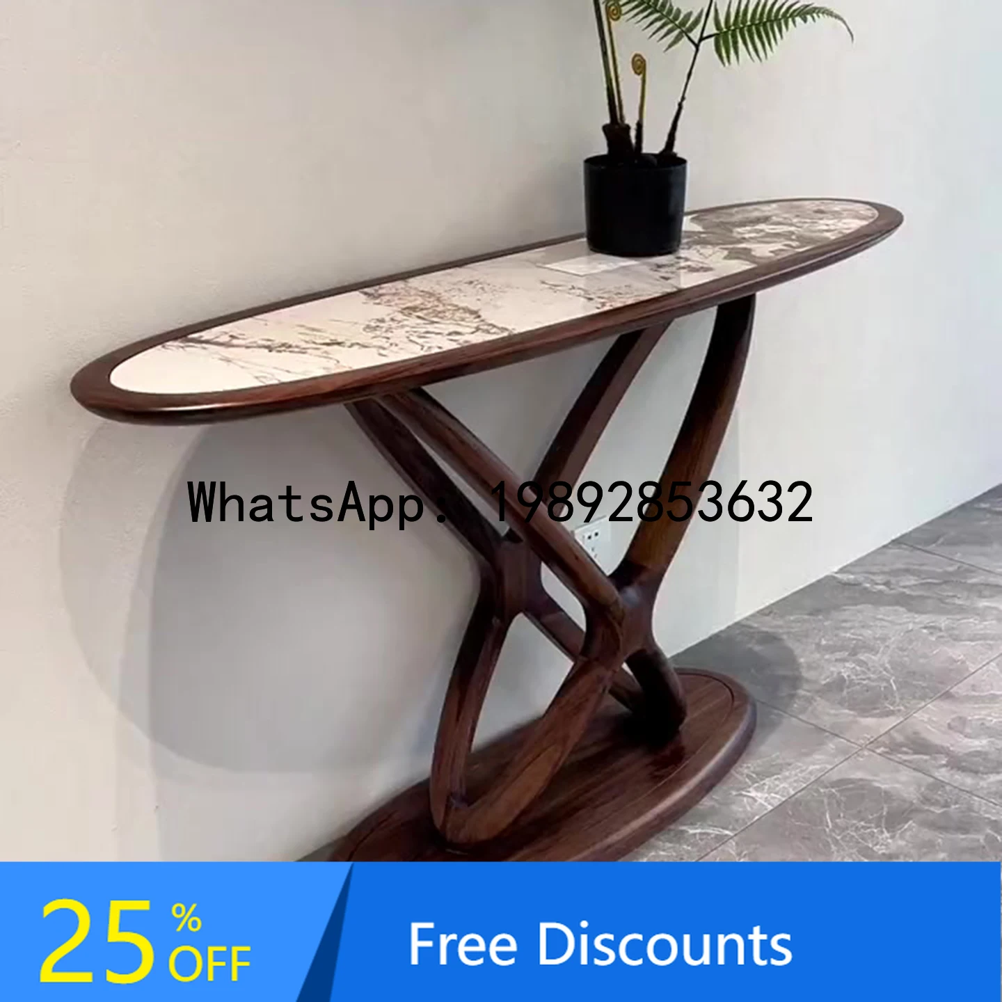 A1 New Chinese Style Entryway Table Rock Board Wall-Mounted Simple Luxury Entryway Cabinet Hall Solid Wood End View Table
