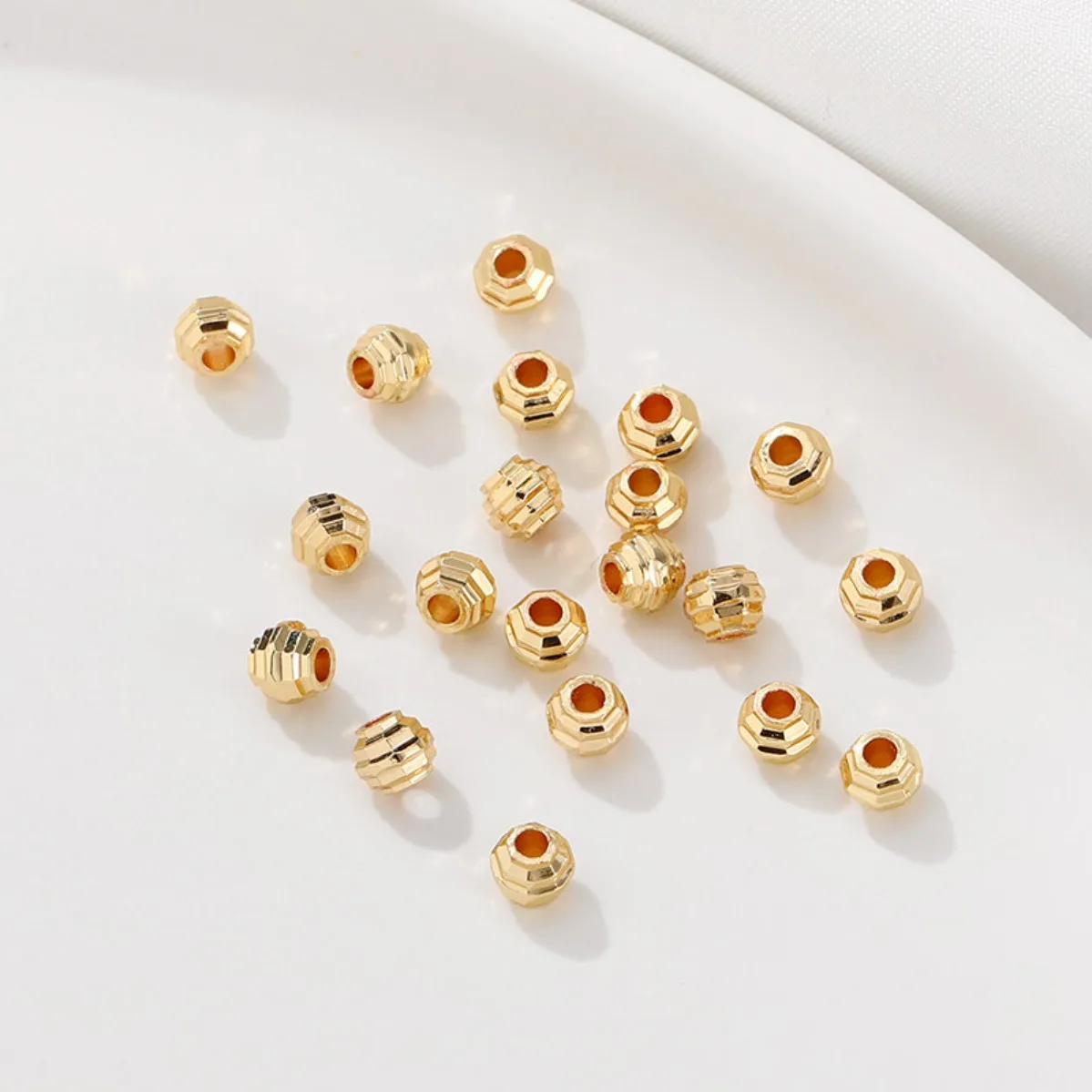 14K Gold Plated Color Retention Faceted Laser Spacer Loose Beads DIY Bracelet Necklace Jewelry Findings