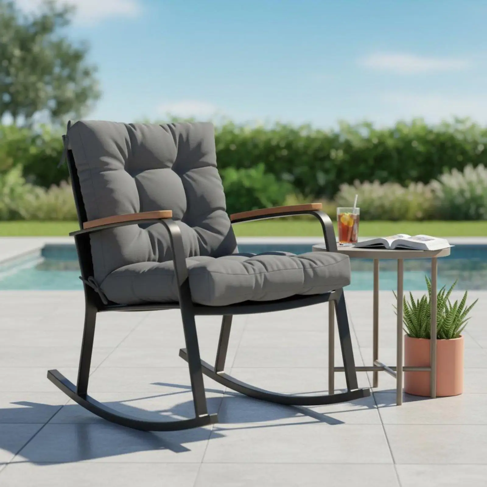 Industrial Cushion Single Piece Ergonomic Seat Cushion Waterproof for Folding Beach Chair or Garden Bench
