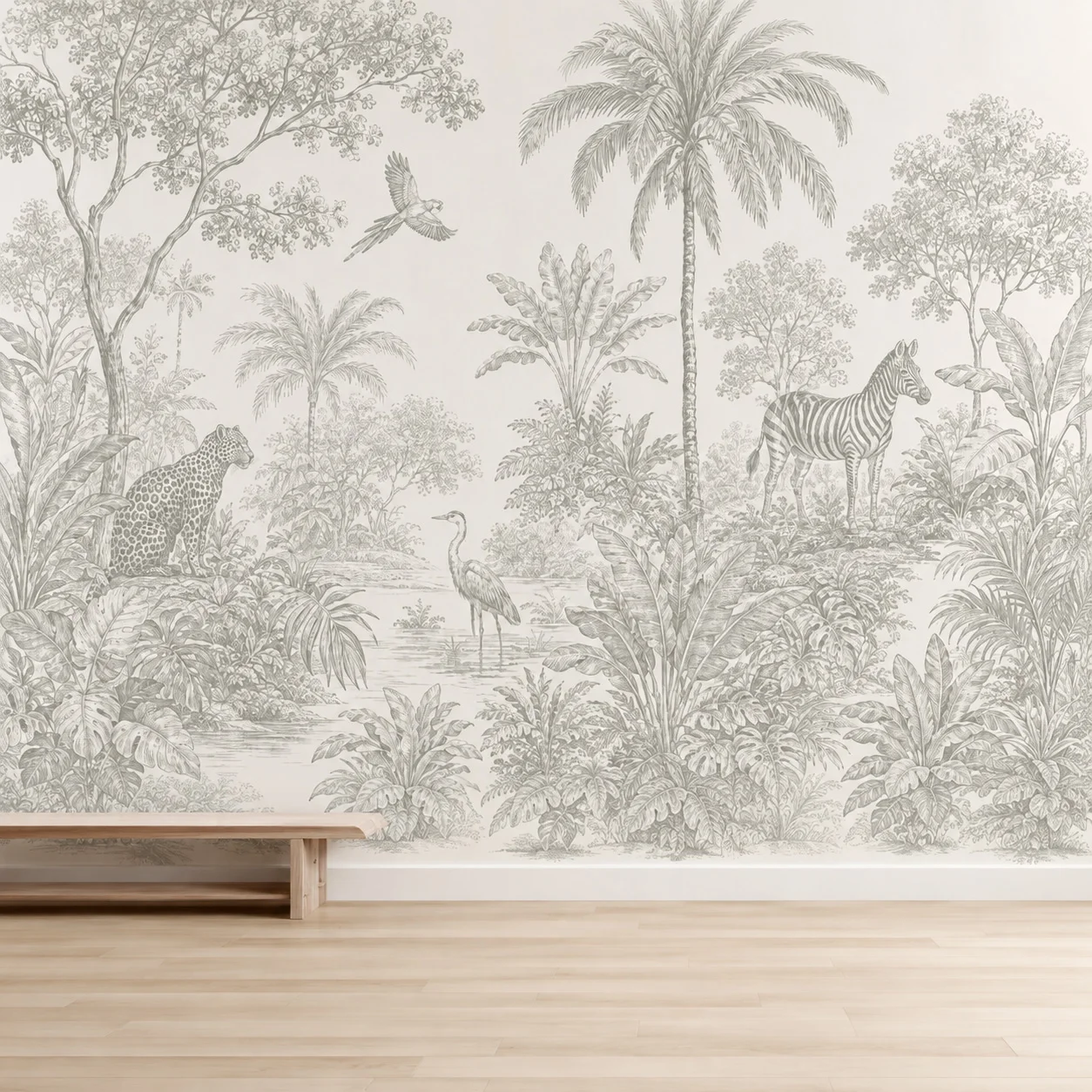 Tropical Jungle Animal Wallpaper Mural Leopard Zebra Forest Wall Decor Living Room Bedroom Non-Self-Adhesive