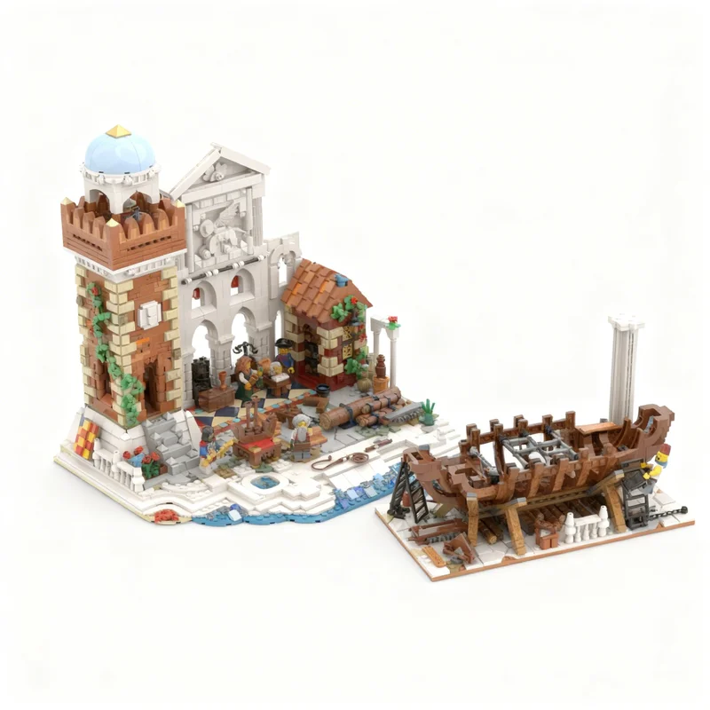 3168pcs MOC Castle Renaissance Shipwright Model Building Blocks Construction Toys Christmas Gifts Idea Kids Education Brick
