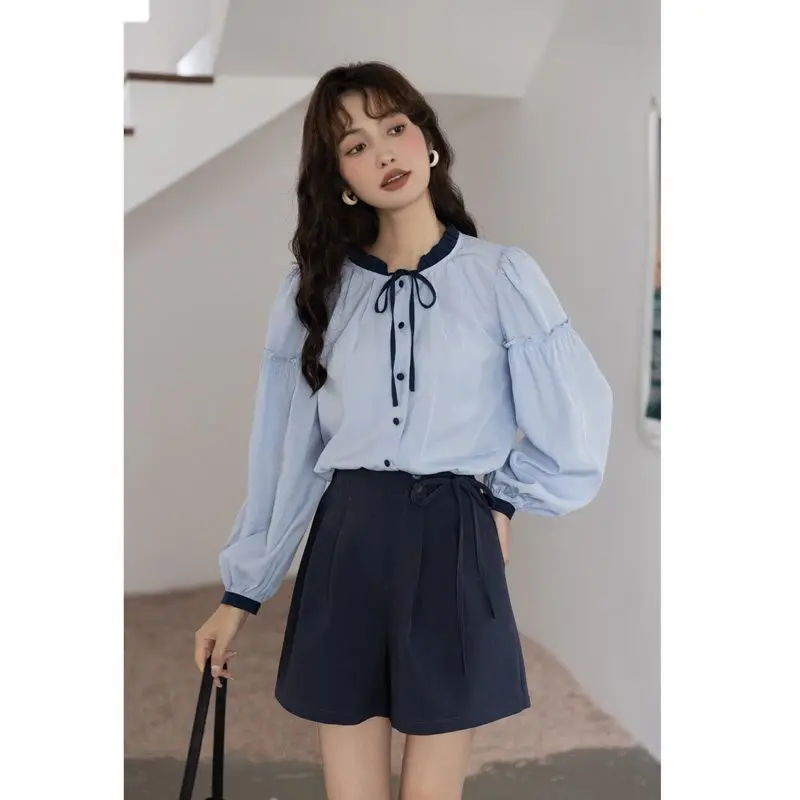 Casual Sweet Long Sleeve Shirt for Women\'s Spring Autumn New Fashion French Style Retro Loose Super Fairy Unique Temperament Top