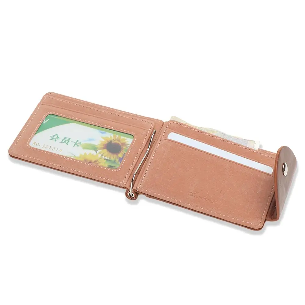 Portable PU Leather Short Wallet ID Credit Wallet Card Bag Money Clips Money Bag