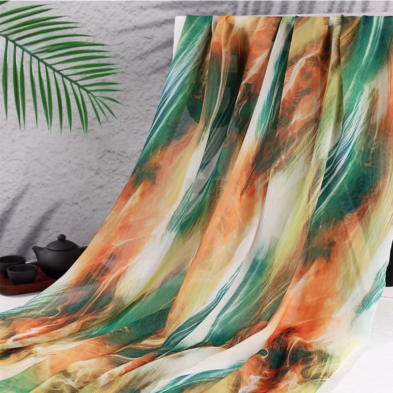 

100x150cm Elegant Chiffon Fabric 30D Semi Transparent Gradient Color Fabric For Diy Sewing Hanfu Summer Dress Skirt Shirt Veil