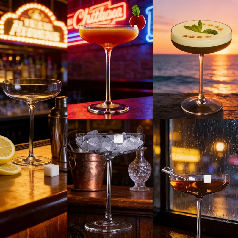 Plastic Cocktail Cups 180ml (1PC) - Durable Barware for Home Bar, Shatterproof Wine & Champagne Glasses for Parties, Reusable