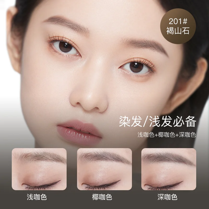Driekleurig wenkbrauwpoeder, waterdicht, zweetbestendig en niet-ontkleurend wenkbrauwpotlood, natuurlijk wild wenkbrauwmeisje