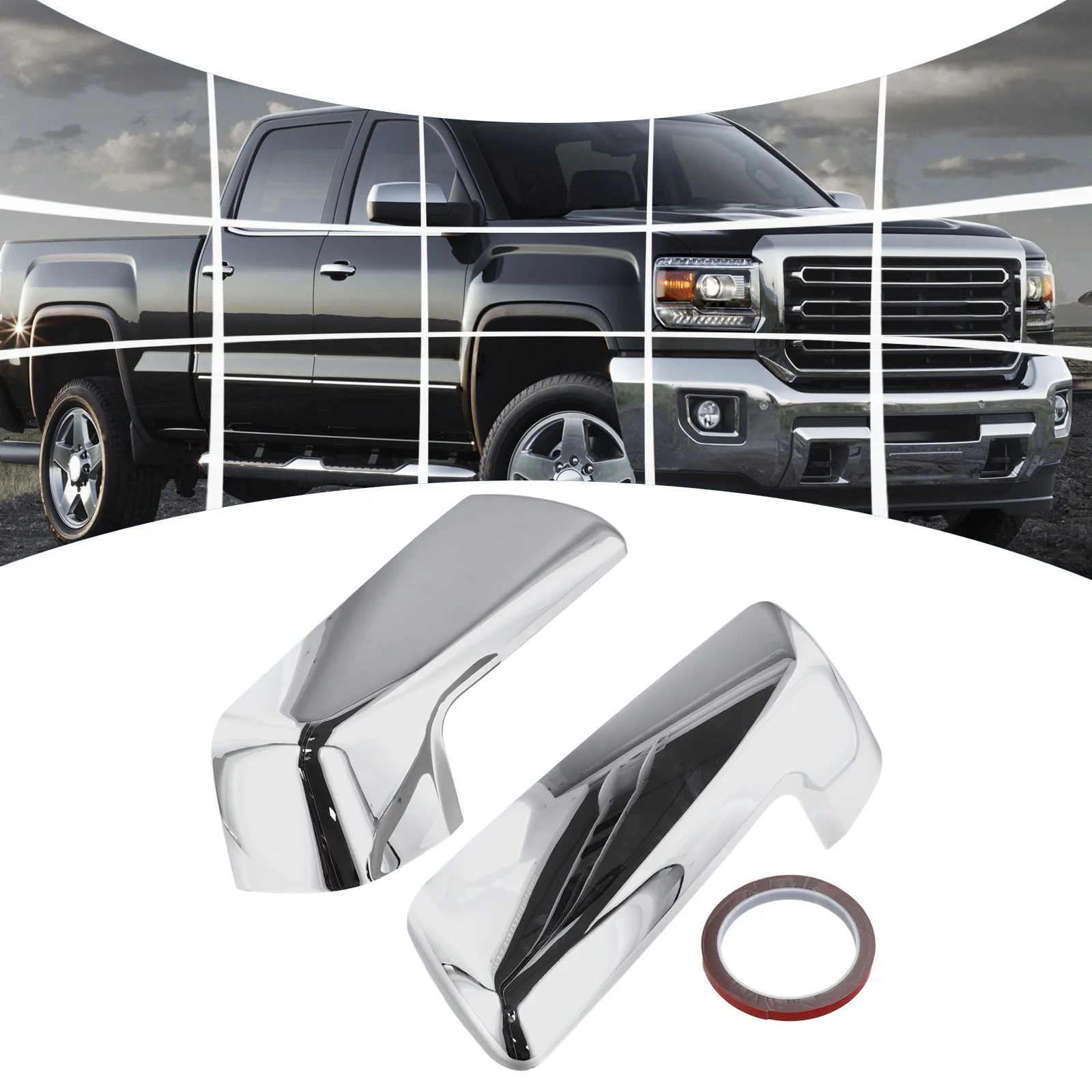 2pcs/set Car Clip-on for Mirror Covers Chrome Sliver Cap For Chevy For Silverado 1500 2019-2024 For GMC for sierra 1500