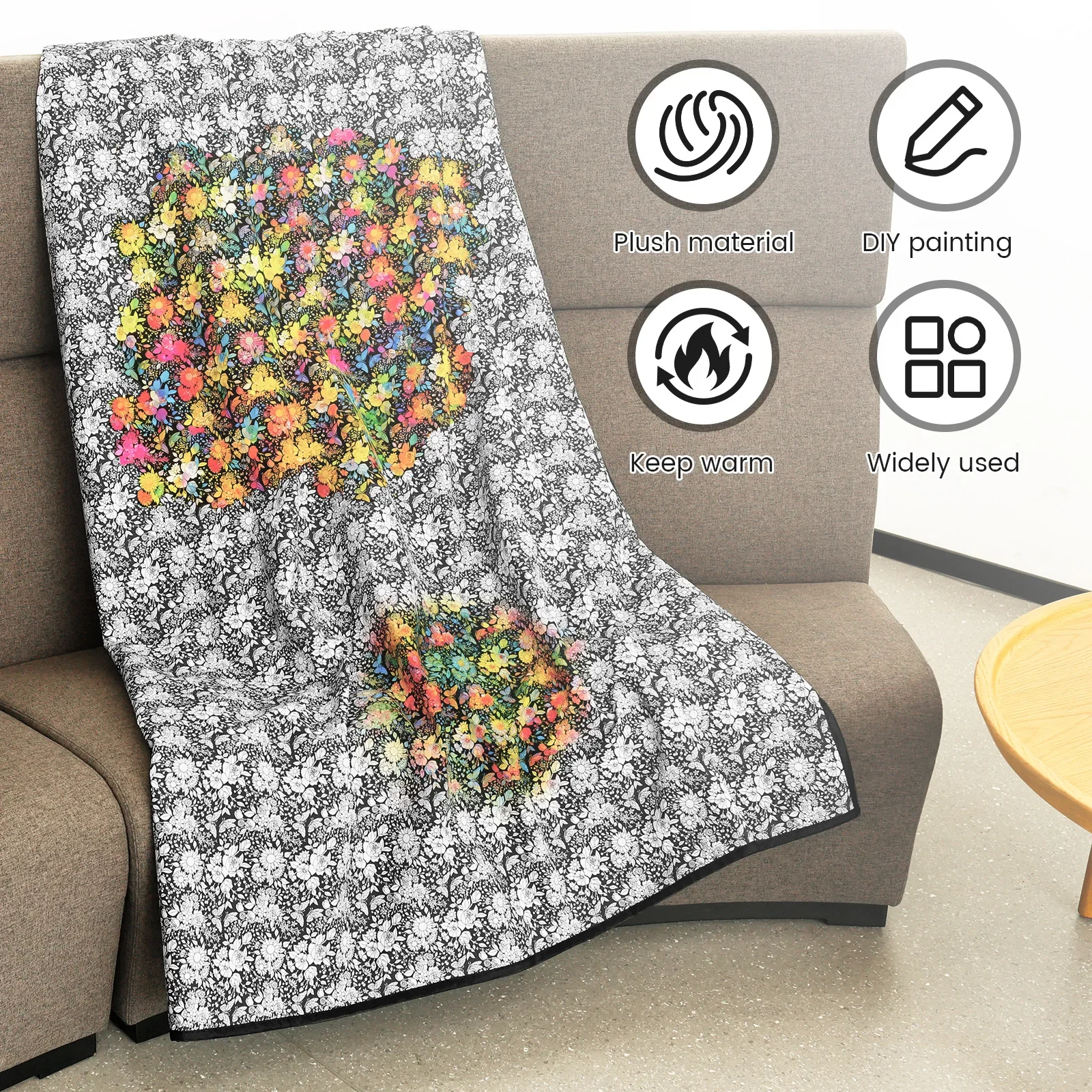 DIY Coloring Blanket with 24 Colored Markers Creative Personalization pattern blanket Stress Relief Unique Paint art Decor Gift