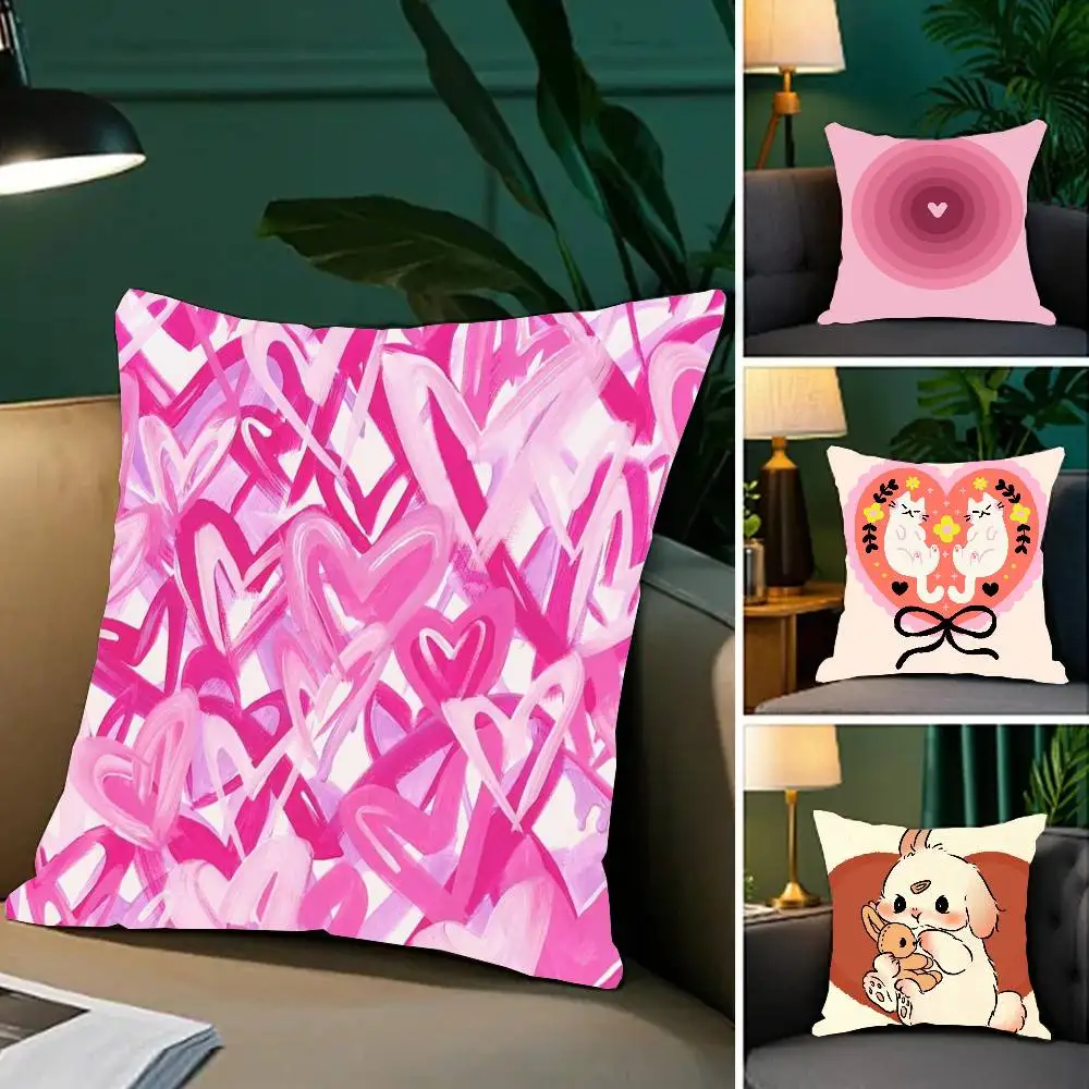 Love Full Screen Cartoon Pillow Case Fashion Square Pillowcase Bedroom Sofa Room Ins Decoration Leisure