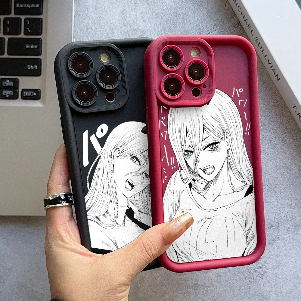 

Chainsaw Man Power Phone Case for iPhone 16 15 14 Plus 13 12 Mini 11 Pro Max X Xs XR 8 7 Soft TPU Ladder Lens Protection Cover