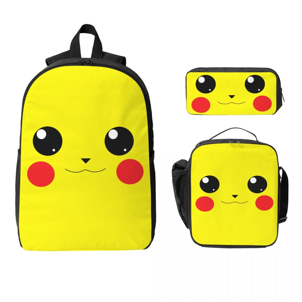 

3Pcs Pokemoned School bags Set for Girls Boys Pen Bags Backpack Sets with Lunch Box For School Students Knapsack