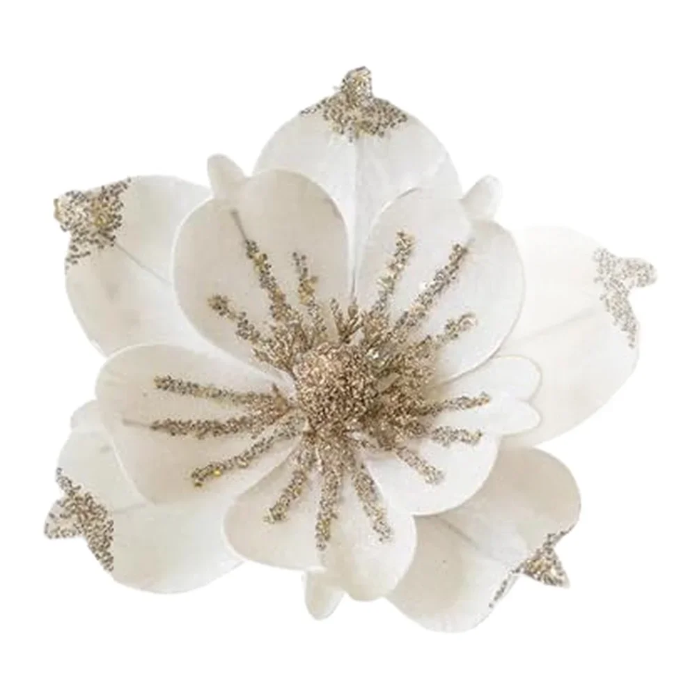 Fabric Magnolia Flower Picks For Christmas Tree Decoration Artificial Magnolia Ornaments To Elevate Holiday Seasonal Home Decor