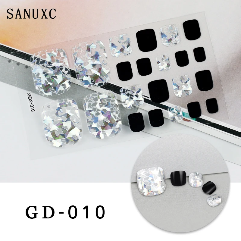 Sanuxc 3D Nail Sticker for Foot Self Adhesive Nail Polish Stickers for Manicure Full Cover Stickers for Toenails Summer