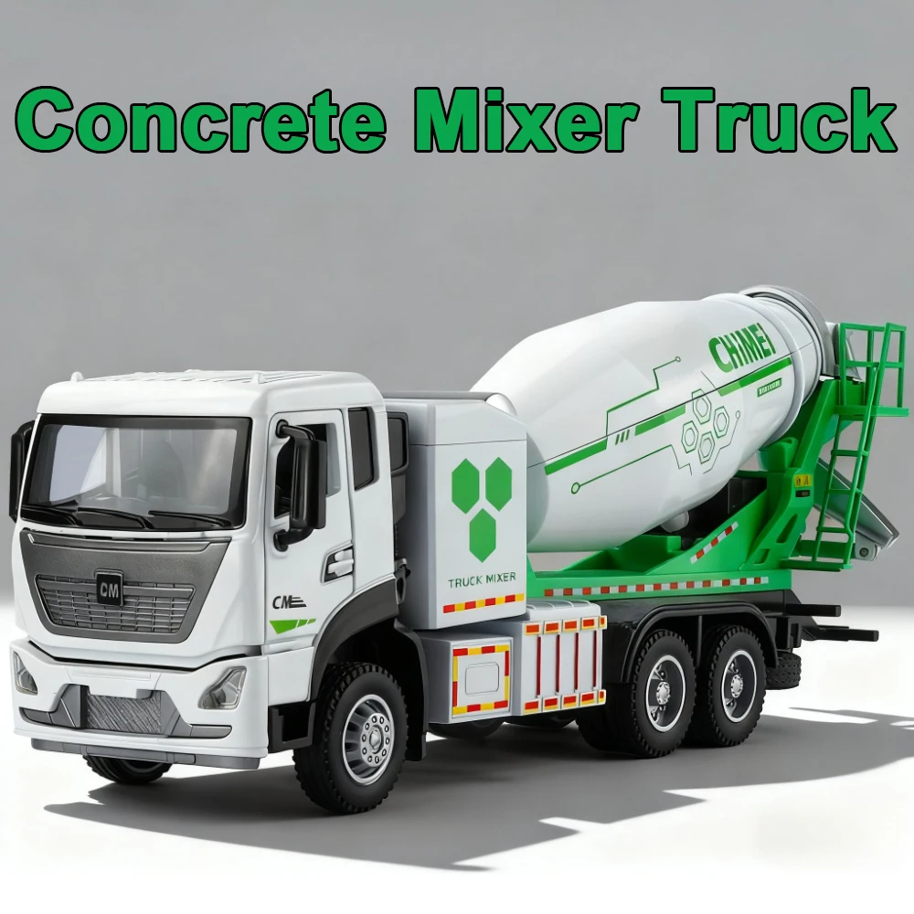 1:32 콘크리트 믹서 트럭 위생 트럭 합금 다이캐스트 모델 장난감 자동차 소리와 빛 풀백 도어 오픈 어린이 교육용 장난감