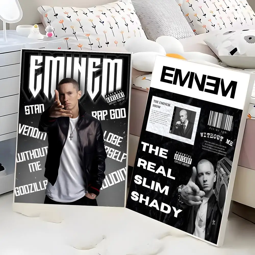 Eminem Slim Shady Hip-Hop Rap God Detroit Icon Painting Calligraphy Poster Eco-Friendly Decor Frameless Canvas
