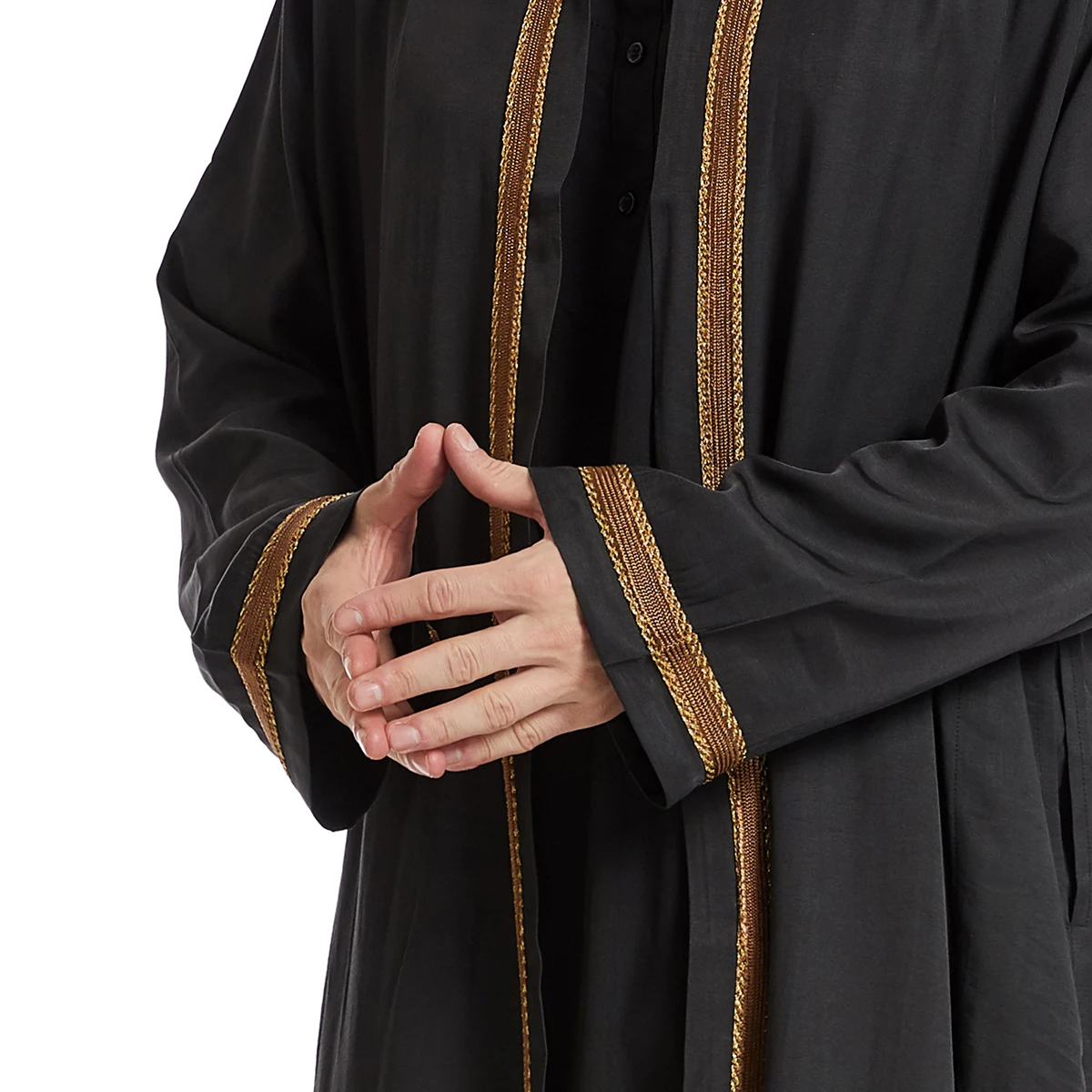 Męska sukienka z długim rękawem na Eid Ramadan, haftowana Jubba Thobe, arabski islamski męski kardigan kimono, marokańska szata, turecki kaftan
