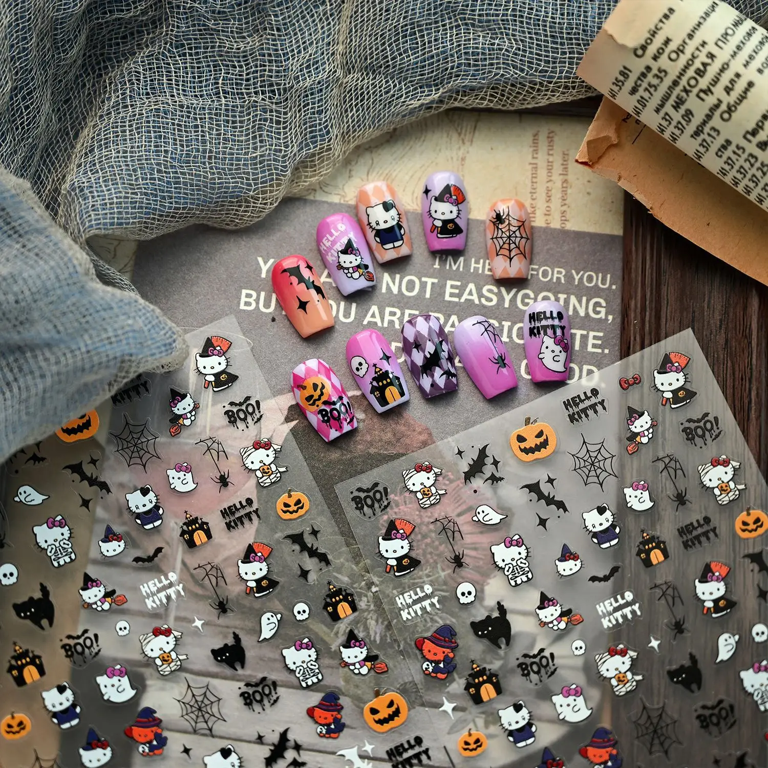 Sanrio Halloween Series Nail Art Stickers TS-4174 Halloween Cute Kawaii Hello Kitty Glue Nail Art Stickers