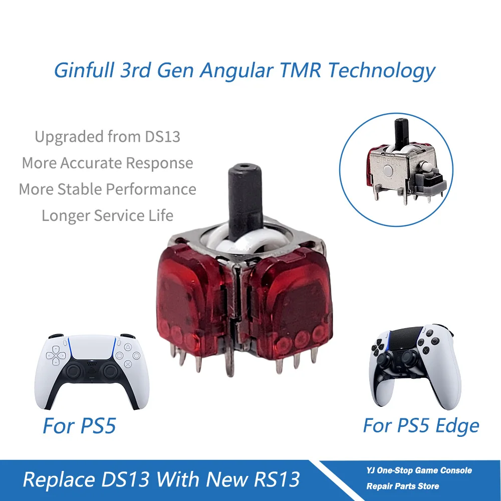 GINFULL RS13, trzecia generacja, kątowy joystick TMR, zapobiegający drastycznym przesunięciom, wysokiej precyzji, analogowy, do naprawy kontrolerów PS4, PS5, PS5 Edge i XBOX. — zdjęcie produktu 2