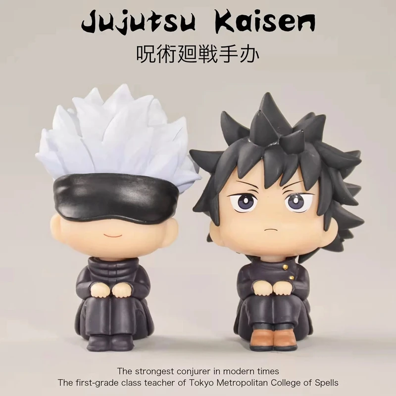 Figura de Anime Jujutsu Kaisen Gojo Satoru sentado Nanami Kento, modelo de muñecas, juguete de regalo, Material de PVC en caja, versión Q, 10CM