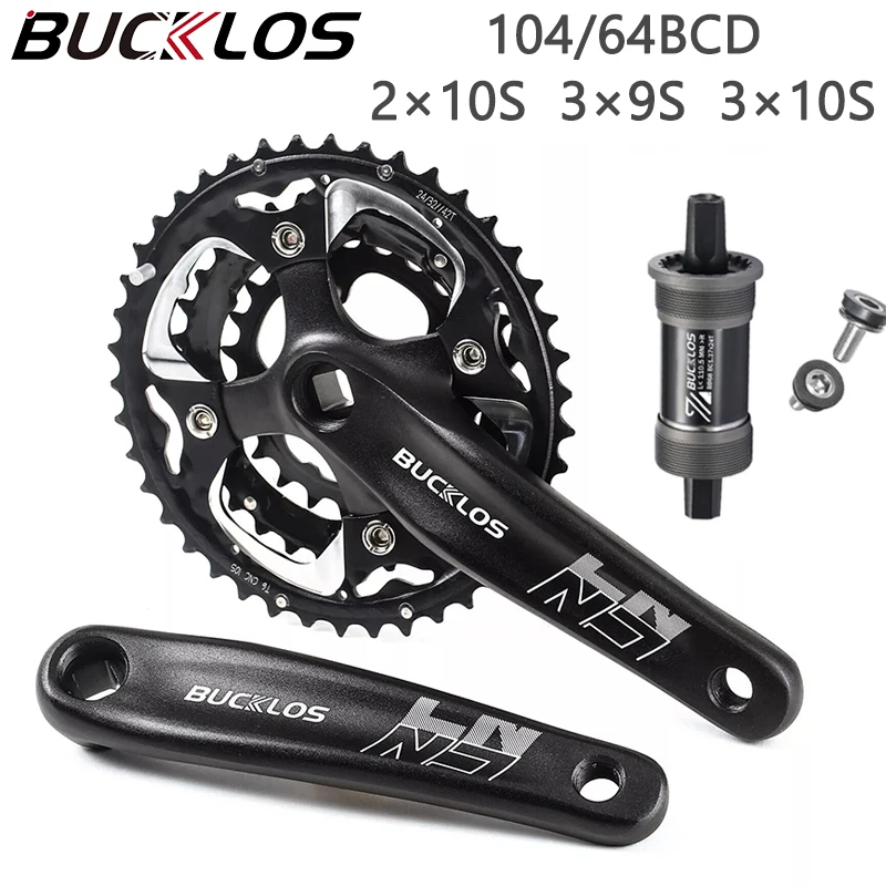 

BUCKLOS MTB Crankset 2*10S 3*9S 3*10S 104/64BCD Mountain Bike Crankset Square Hole Crank 170mm Bike 20S 27S 30S Crank Set