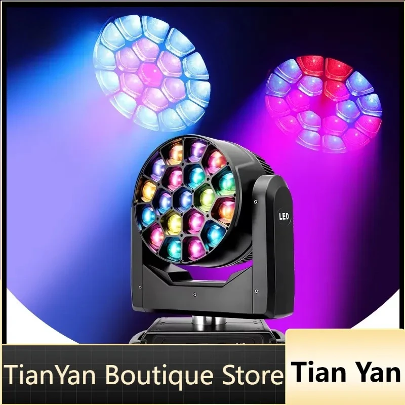 EE1 19x40W LED Bee Eyes Zoom Beam Wash RGBW 4in1 Moving Head Light for Theme Park with E27 Bulb Base