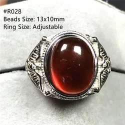 Natural Garnet Ring For Woman Lady Men Orange Red Crystal Gemstone Silver Love Gift Oval Beads Adjustable Ring Jewelry AAAAA