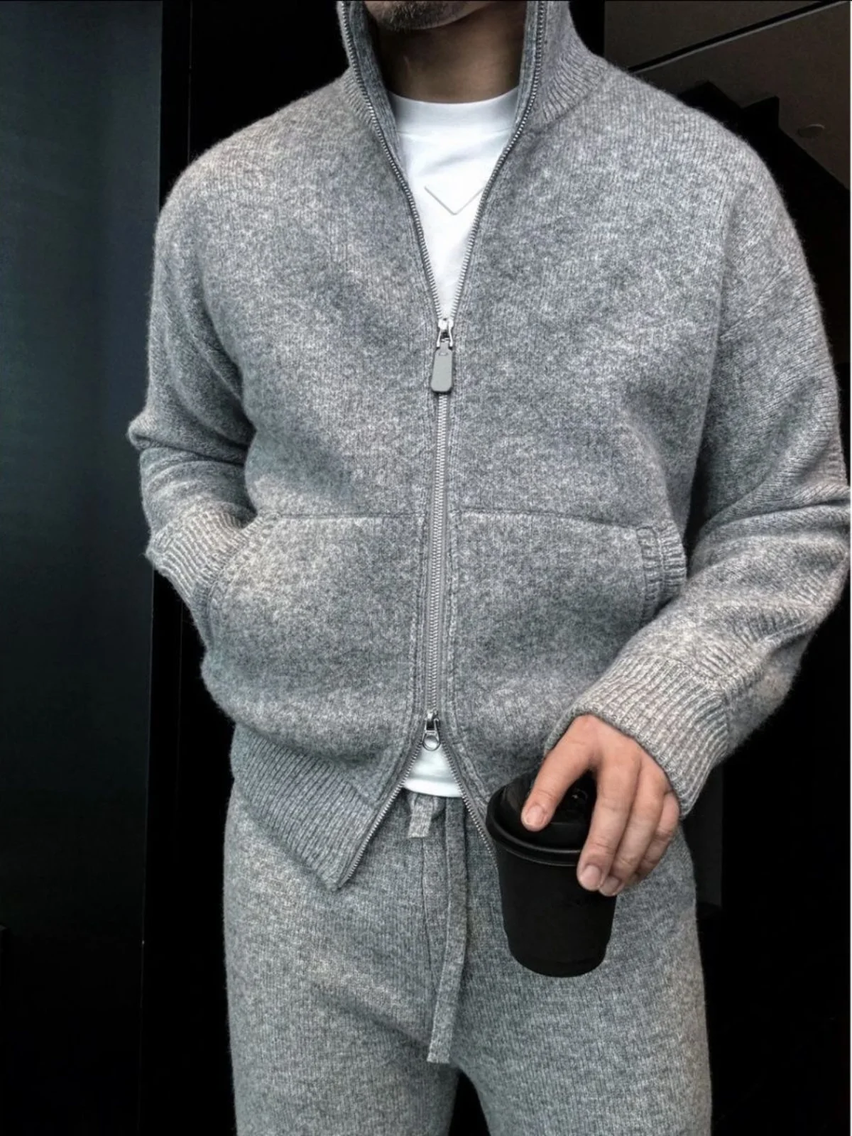 

Men's Knitted Zipper Ne Sweater Autumn Winter Outerwear Casual Sport Sle Simple Open Cardigan Long Sve Warmth Clothing