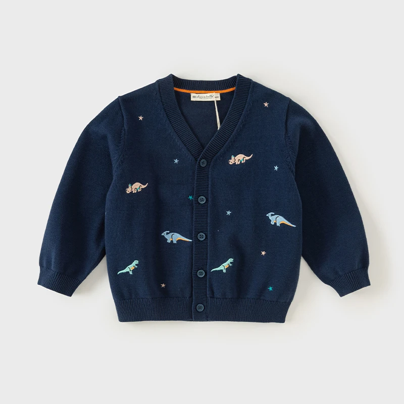 Dave Bella Autumn Sweater Kids Cardigan Cotton Cardigan Sweater Navy Blue Outerwear Sweater Baby Boy Clothes DB3242306