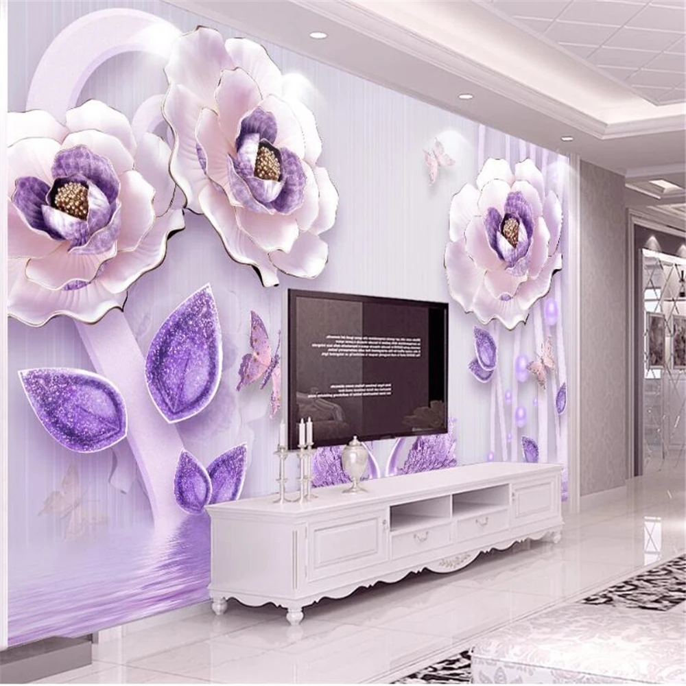 Custom papel de parede 3D Embossed flower wallpapers for living room blooming rich background mural wall paper home decorations