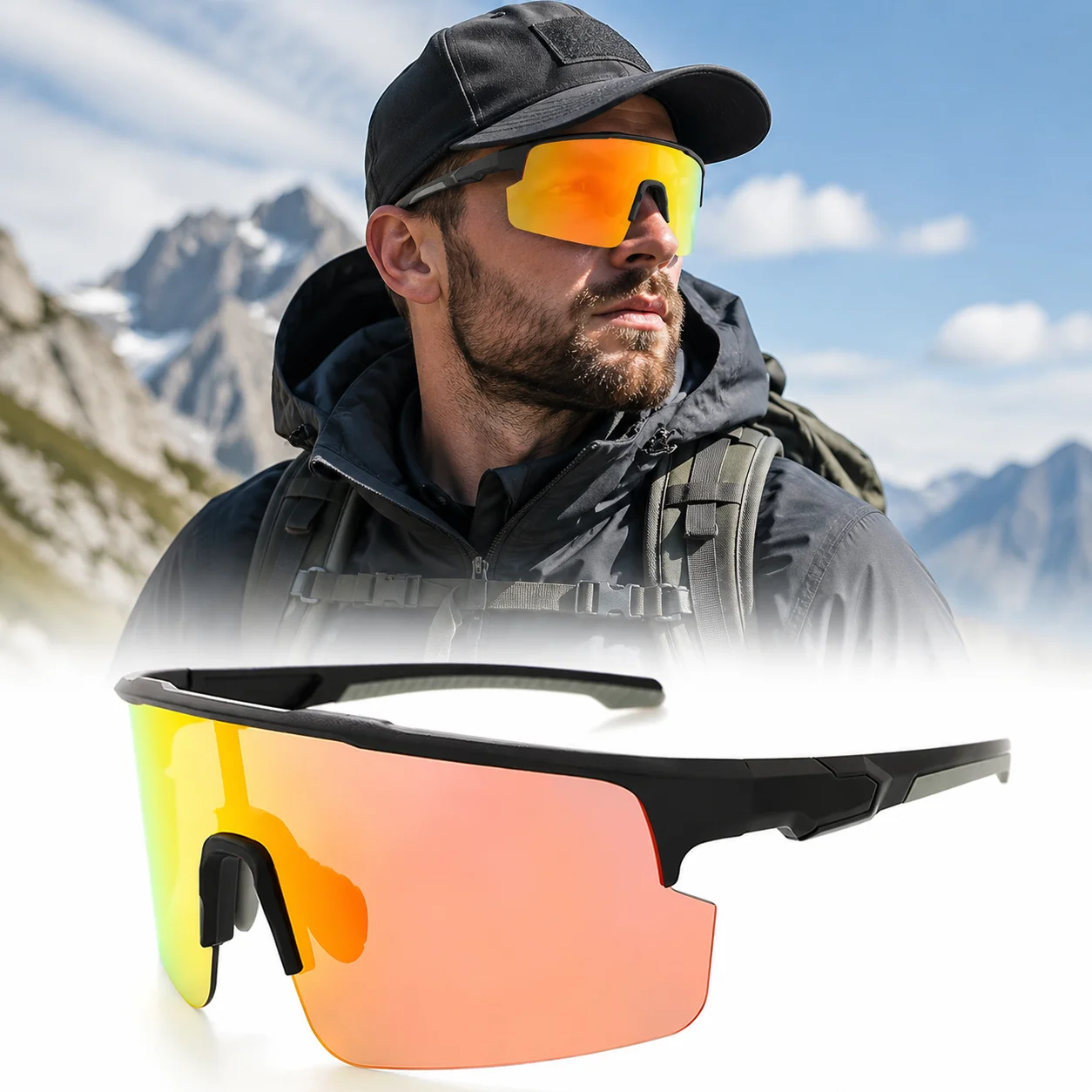 

Photochromic Cycling Sunglasses Windproof Sports Half Frame Shield UV400 Outdoor Bike Riding Glasses for Women Men