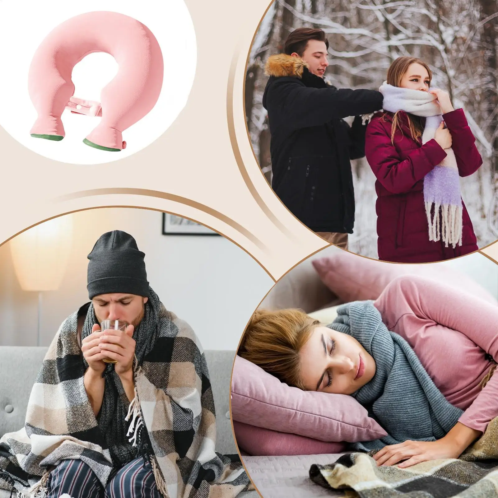 

Heating Bag Neck 1800ml Leak-Proof With Plush Cover U Shape Hot Water Bottle Bag For Winter Relaxation Comfort Home Office Work