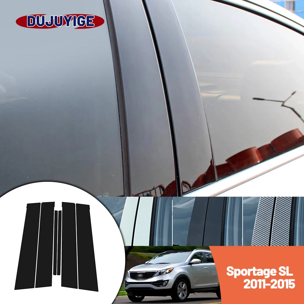 

Bright black carbon fiber door and window B C Pillar sticker suitable For Kia Sportage SL 2011-2015 2012 2013 2014
