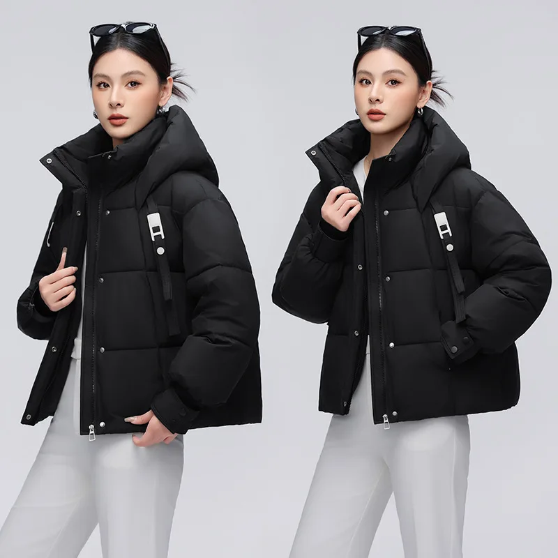 2025 inverno nova moda feminina jaqueta curta solta casaco quente tamanho pequeno puffer