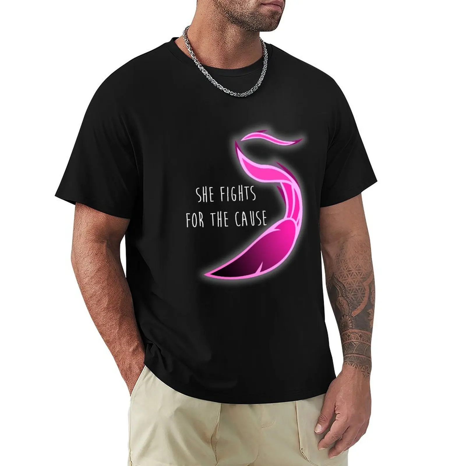 She fights for the cause T-Shirt Relaxed Fit Casual Short Sleeve Top
